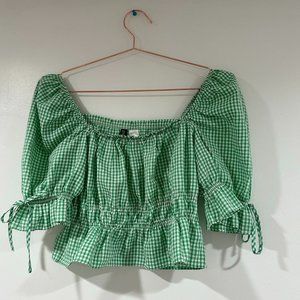 Square Neck Top Balloon Sleves